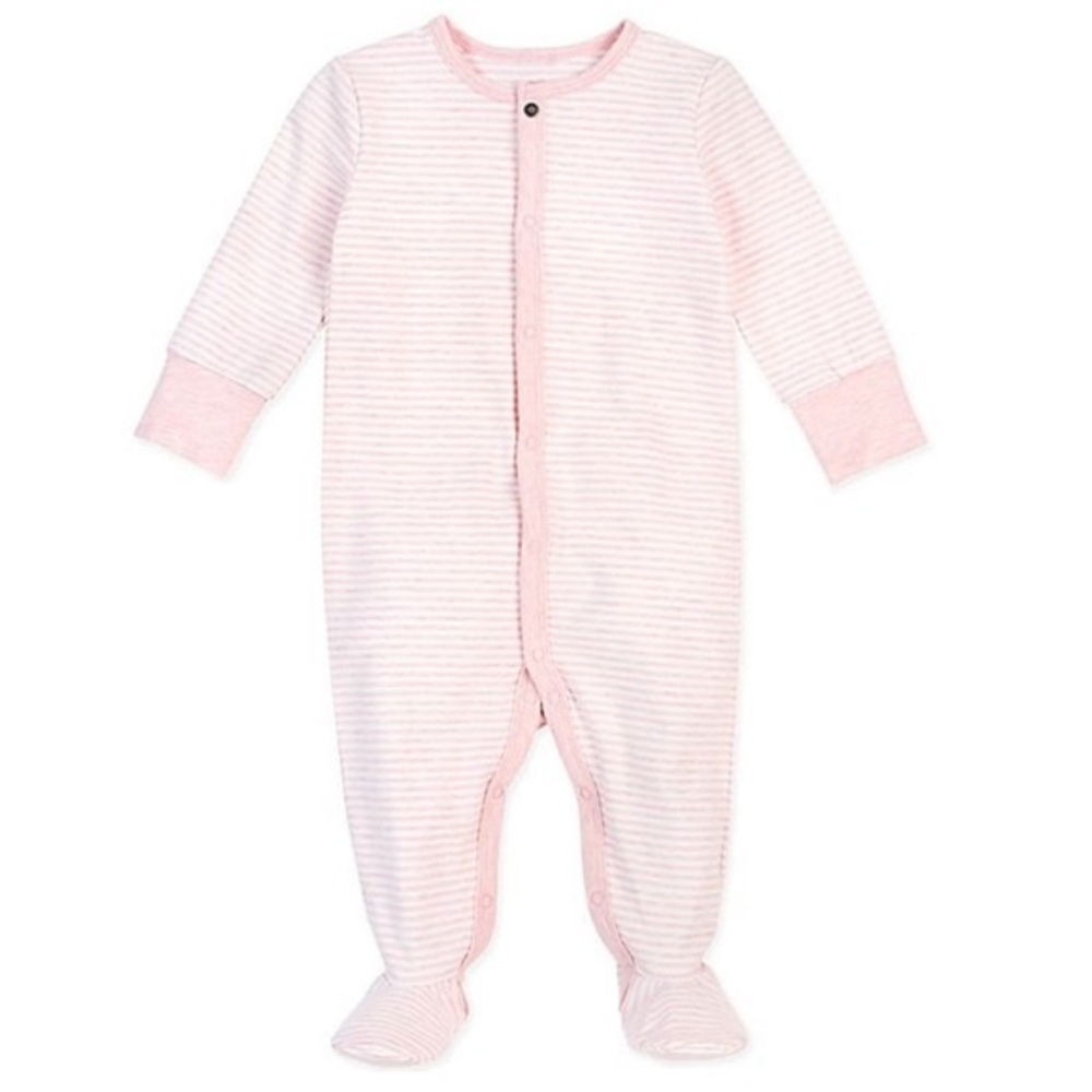 petit lem pink and white striped sleeper